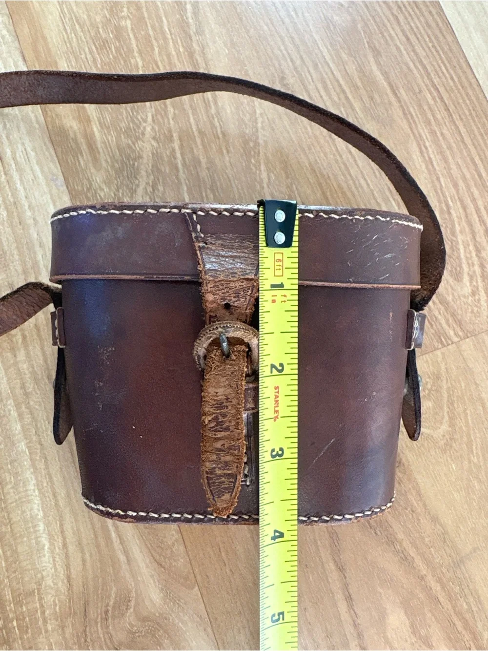 vintage brown leather case for binoculars